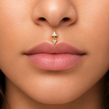 Load image into Gallery viewer, *Customize* Titanium Triangle Dangle Nose Ring/ Labret