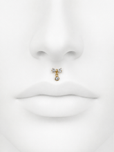 Load image into Gallery viewer, Titanium Bow Dangle Nose Ring/ Labret
