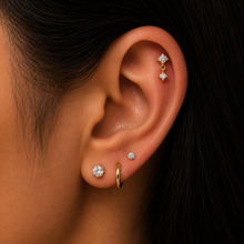 Load image into Gallery viewer, Titanium Diamond Dangle Nose Ring/ Labret
