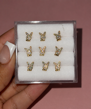 Load image into Gallery viewer, Gold Bunny Bling Nose Stud Ring
