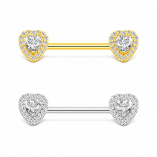 Load image into Gallery viewer, Blinged Heart Nipple Rings
