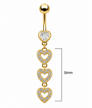 Load image into Gallery viewer, Heart Cascade Belly Ring
