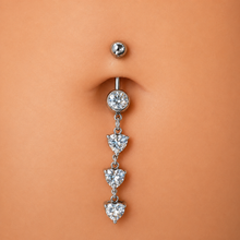 Load image into Gallery viewer, Triple Heart Belly Ring (8mm-16mm Customizable)
