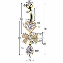 Load image into Gallery viewer, Heart with Ribbon &amp; Teardrop Belly Ring
