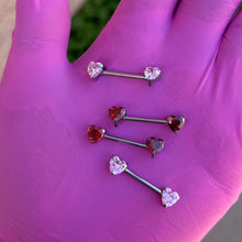 Load image into Gallery viewer, Titanium Heart Nipple Barbells
