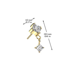 Load image into Gallery viewer, Titanium Diamond Dangle Nose Ring/ Labret
