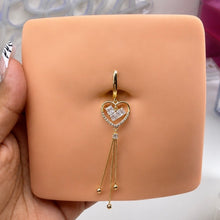 Load image into Gallery viewer, Heart Triple Chain Hinged Belly Ring
