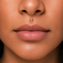 Load image into Gallery viewer, Titanium North Star Cross Nose Ring/ Labret
