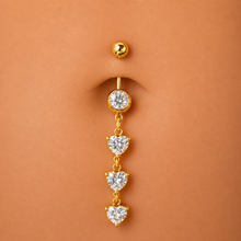 Load image into Gallery viewer, Triple Heart Belly Ring (8mm-16mm Customizable)
