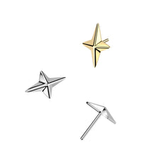 Load image into Gallery viewer, Titanium North Star Cross Nose Ring/ Labret
