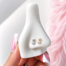 Load image into Gallery viewer, Titanium Bling Money Sign Nose Ring/ Labret

