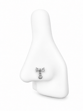 Load image into Gallery viewer, Titanium Bow Dangle Nose Ring/ Labret
