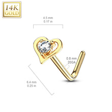 Load image into Gallery viewer, 14k Gold Heart Nose Stud
