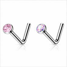 Load image into Gallery viewer, Titanium Jewel L Bend Nose Stud
