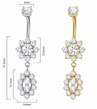 Load image into Gallery viewer, Titanium Royal Flower Belly Ring
