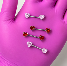 Load image into Gallery viewer, Titanium Heart Nipple Barbells
