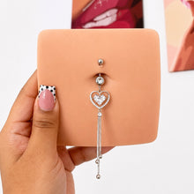 Load image into Gallery viewer, Heart Triple Chain Belly Ring (8mm-16mm Customizable)
