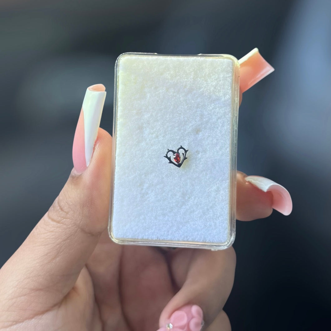 Titanium Goth Heart Nose Ring/ Labret