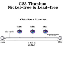 Load image into Gallery viewer, Titanium 3 Gems Industrial Barbell
