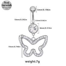 Load image into Gallery viewer, Hollow Butterfly Belly Ring (8mm-16mm Custom bar length)
