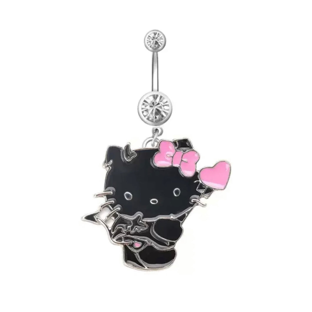 Belly Ring Surgical Stainless Steel Hello Kitty Cat 2 colors available 14GA  | eBay